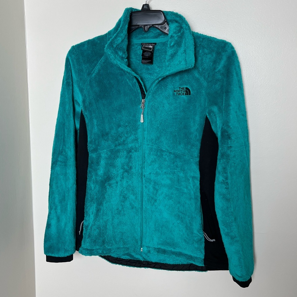 The North Face teal zip up jacket size large